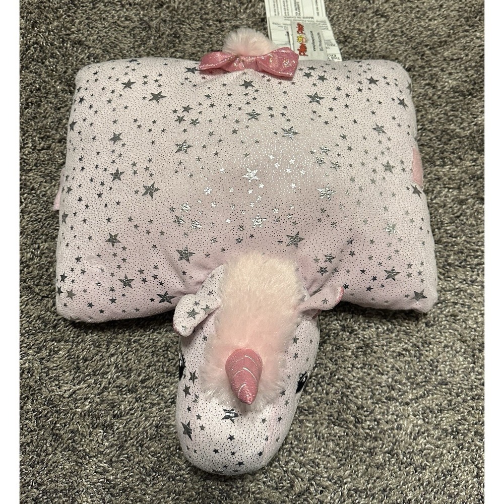 Unicorn Pillow Pet Peewee White with Pink Mane and Horn Plush 13 Inch